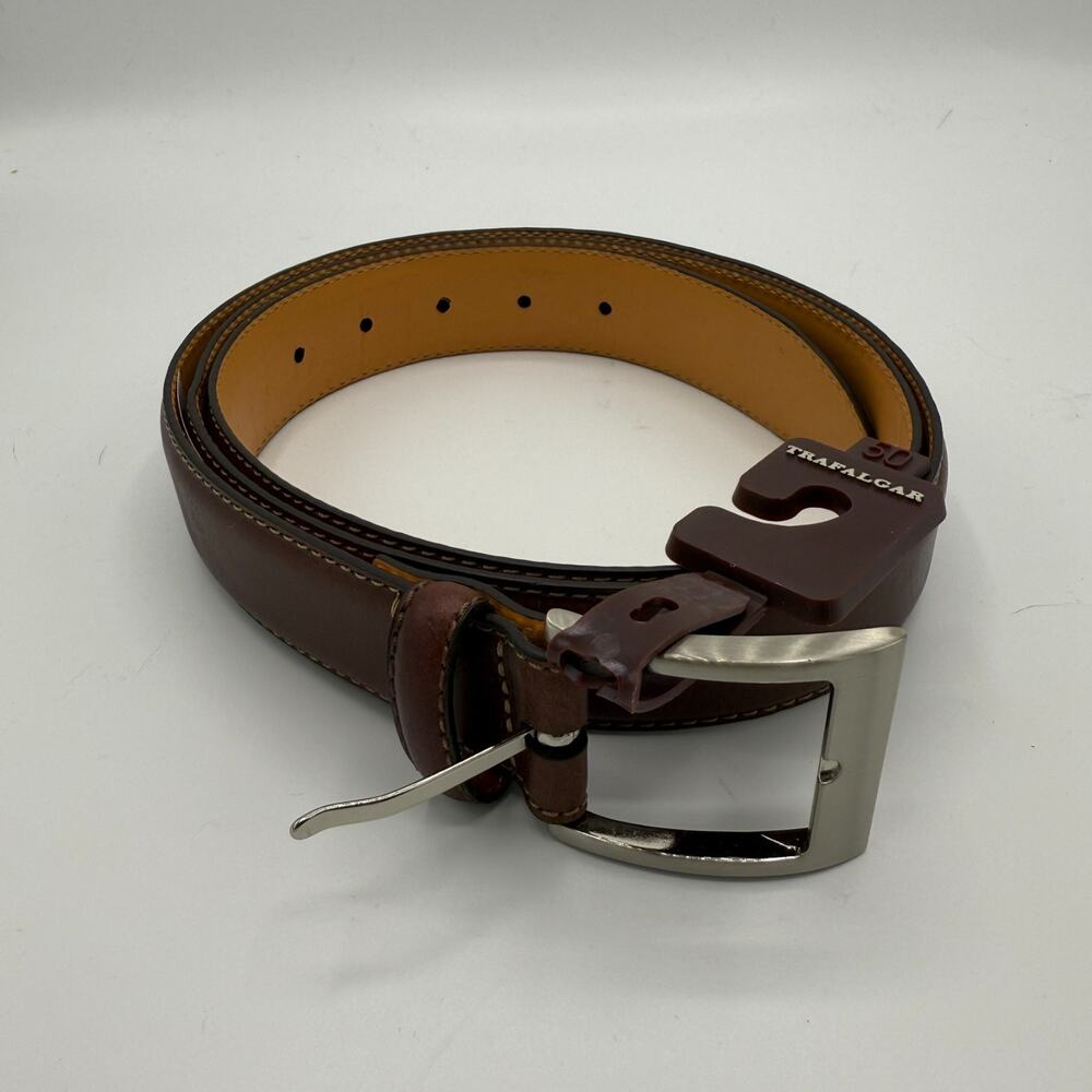 NEW Trafalgar Big and Tall Brandon Dress Belt Men Sz 50 Brown Leather Adjustable